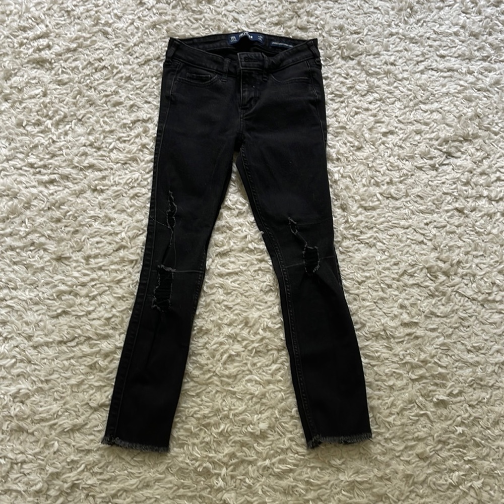 Black ripped skinny jeans hollister